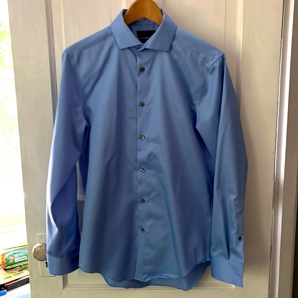 Blue Calvin Klein Slim Fit Infinite Non Iron 15 Dress Shirt